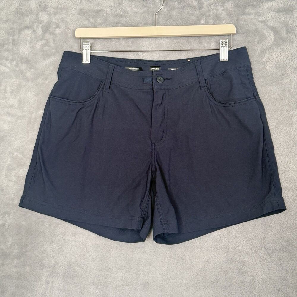 Prana Halle Short II Womens Size 12 5" Mid-Rise Navy Blue Hiking Outdoor